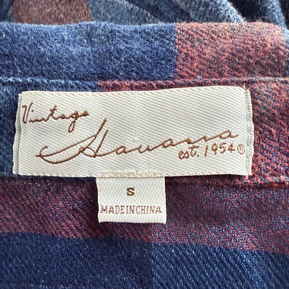 Vintage Havana small blue orange long sleeve button down flannel shirt shacket - Picture 10 of 12